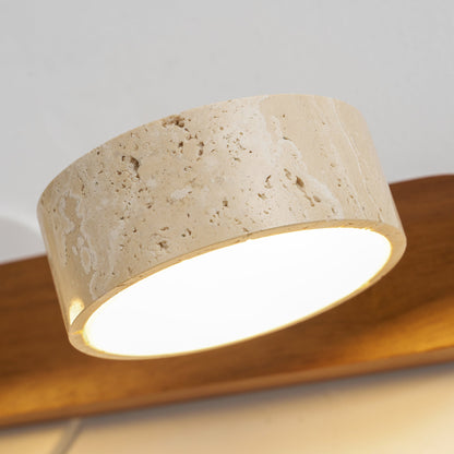 Applique murale pour meuble-lavabo en travertin et bois