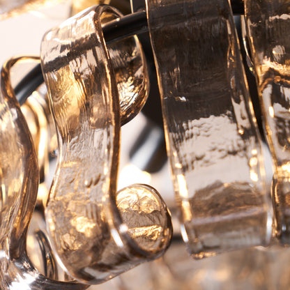 Plafonnier en verre givré à niveaux