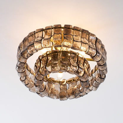 Plafonnier en verre givré à niveaux