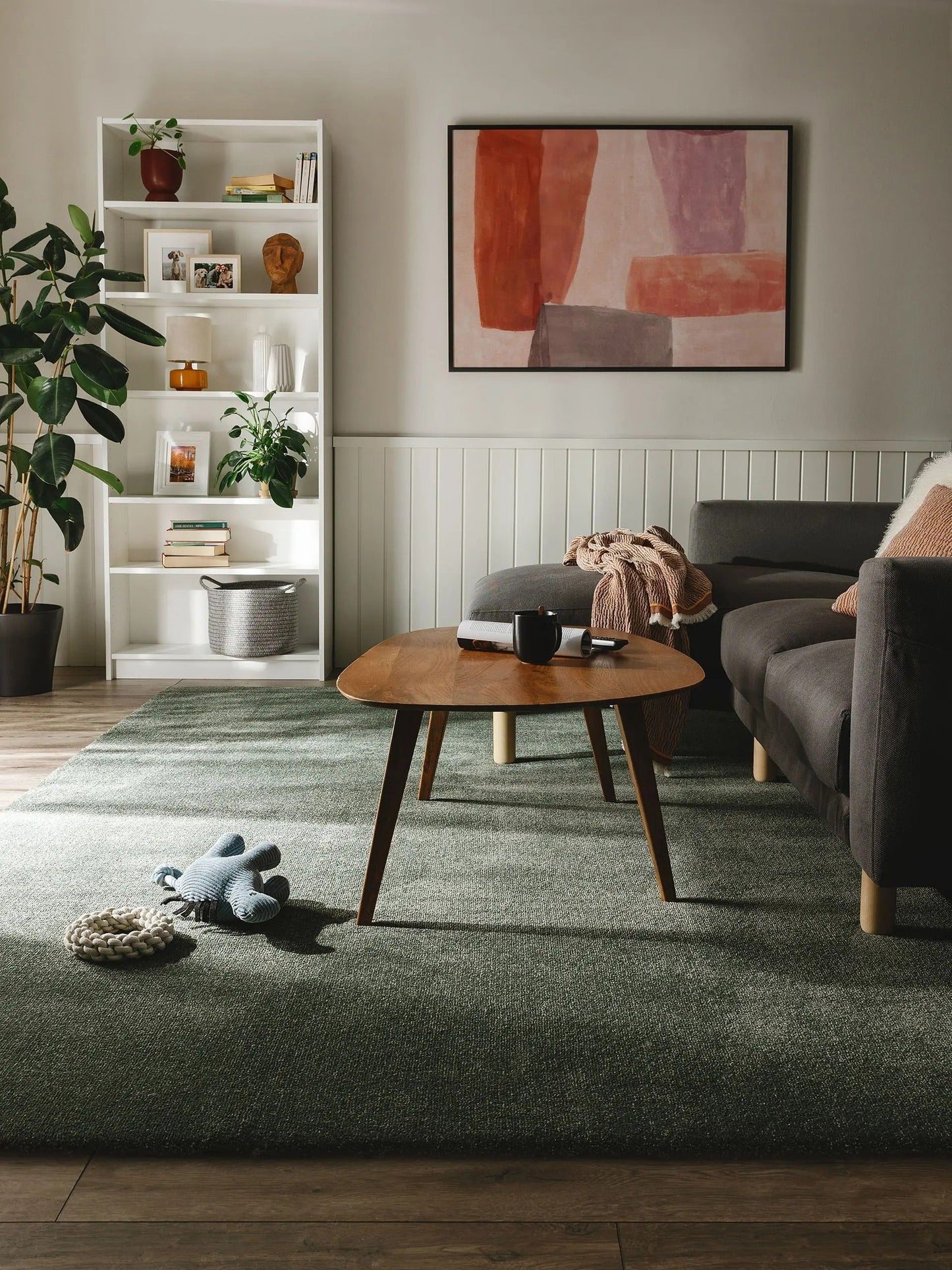 Tapis moderne lavable à poils longs