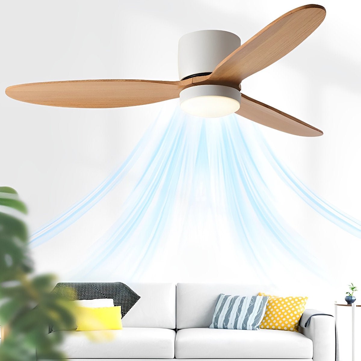 Ventilateur de plafond LED moderne à profil bas avec lumière