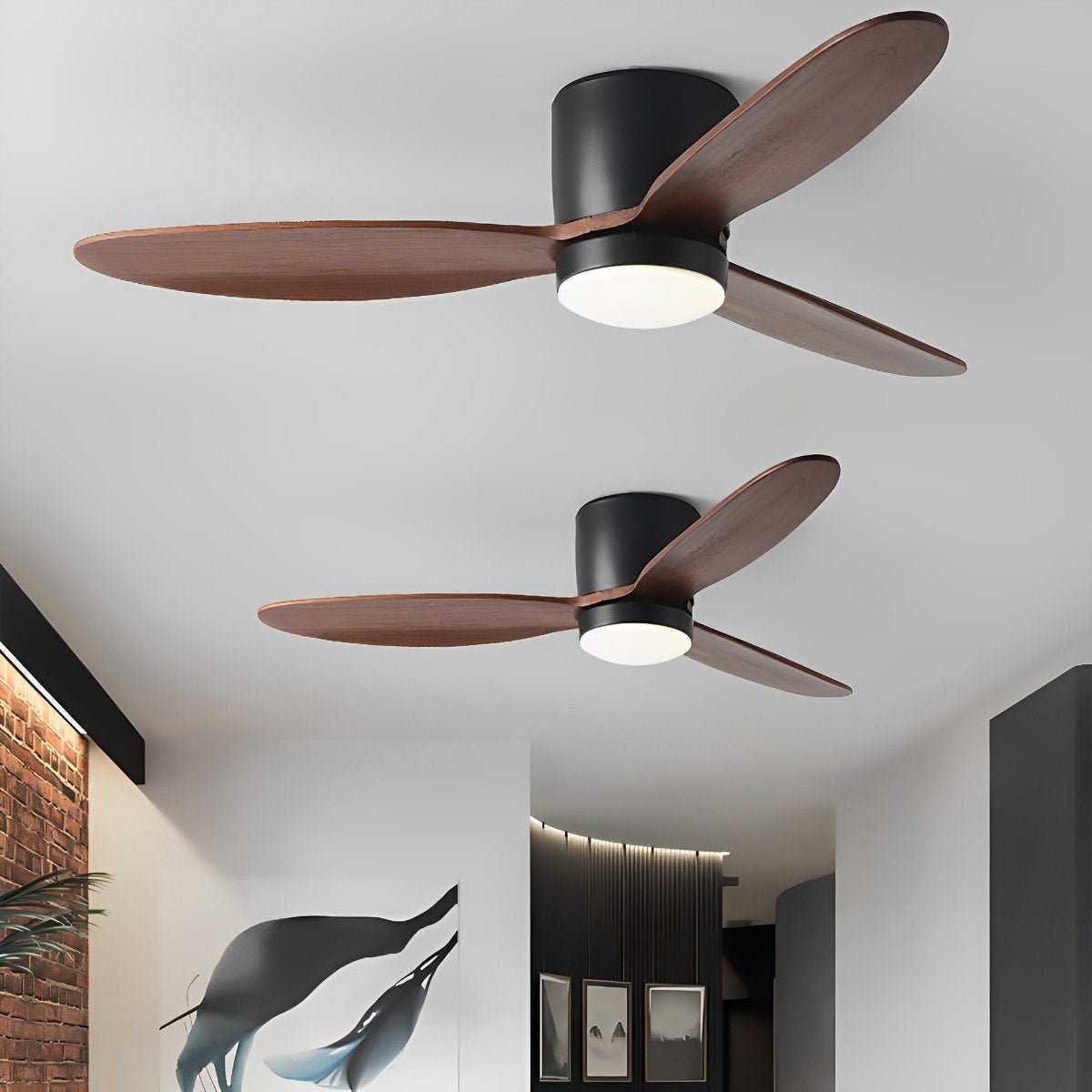 Ventilateur de plafond LED moderne à profil bas avec lumière