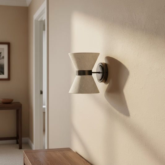 Applique murale en bronze et lin