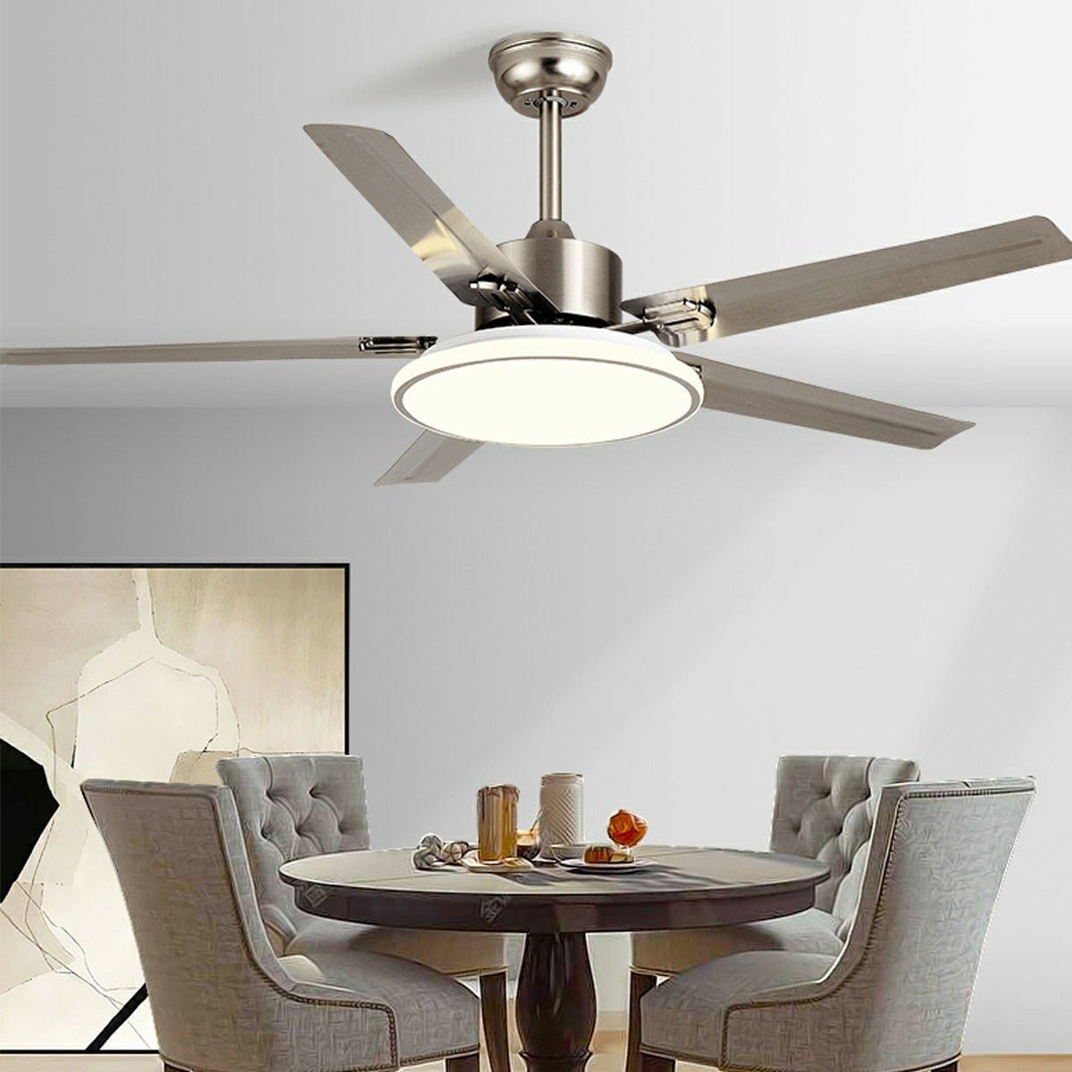 Ventilateur de plafond moderne à 5 pales avec lumière LED