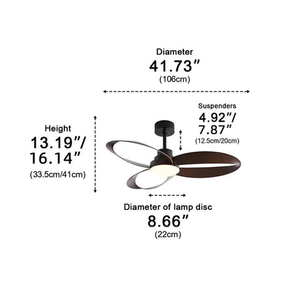 Ventilateur de plafond moderne à LED avec pales en bois