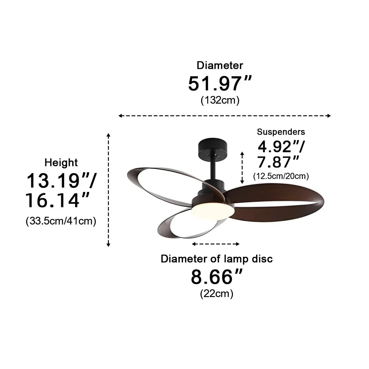 Ventilateur de plafond moderne à LED avec pales en bois