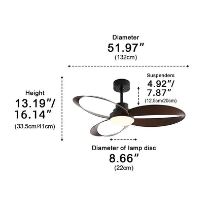Ventilateur de plafond moderne à LED avec pales en bois