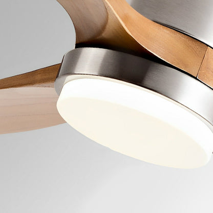 Ventilateur de plafond à LED avec finition bois moderne