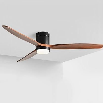 Ventilateur de plafond à LED avec finition bois moderne