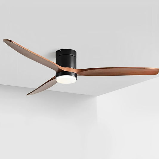 Ventilateur de plafond à LED avec finition bois moderne