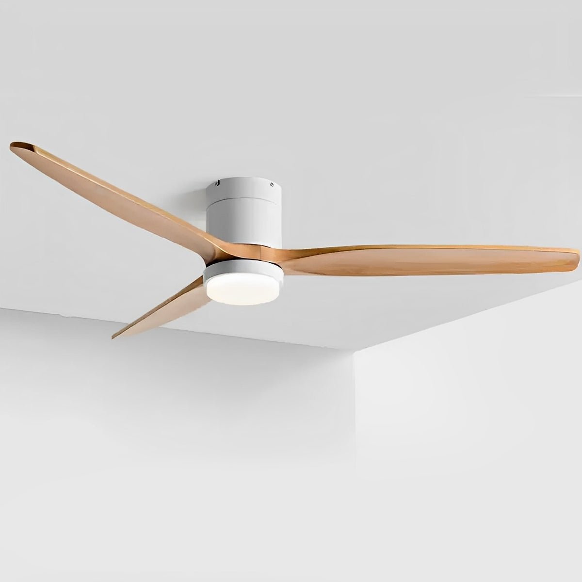 Ventilateur de plafond à LED avec finition bois moderne