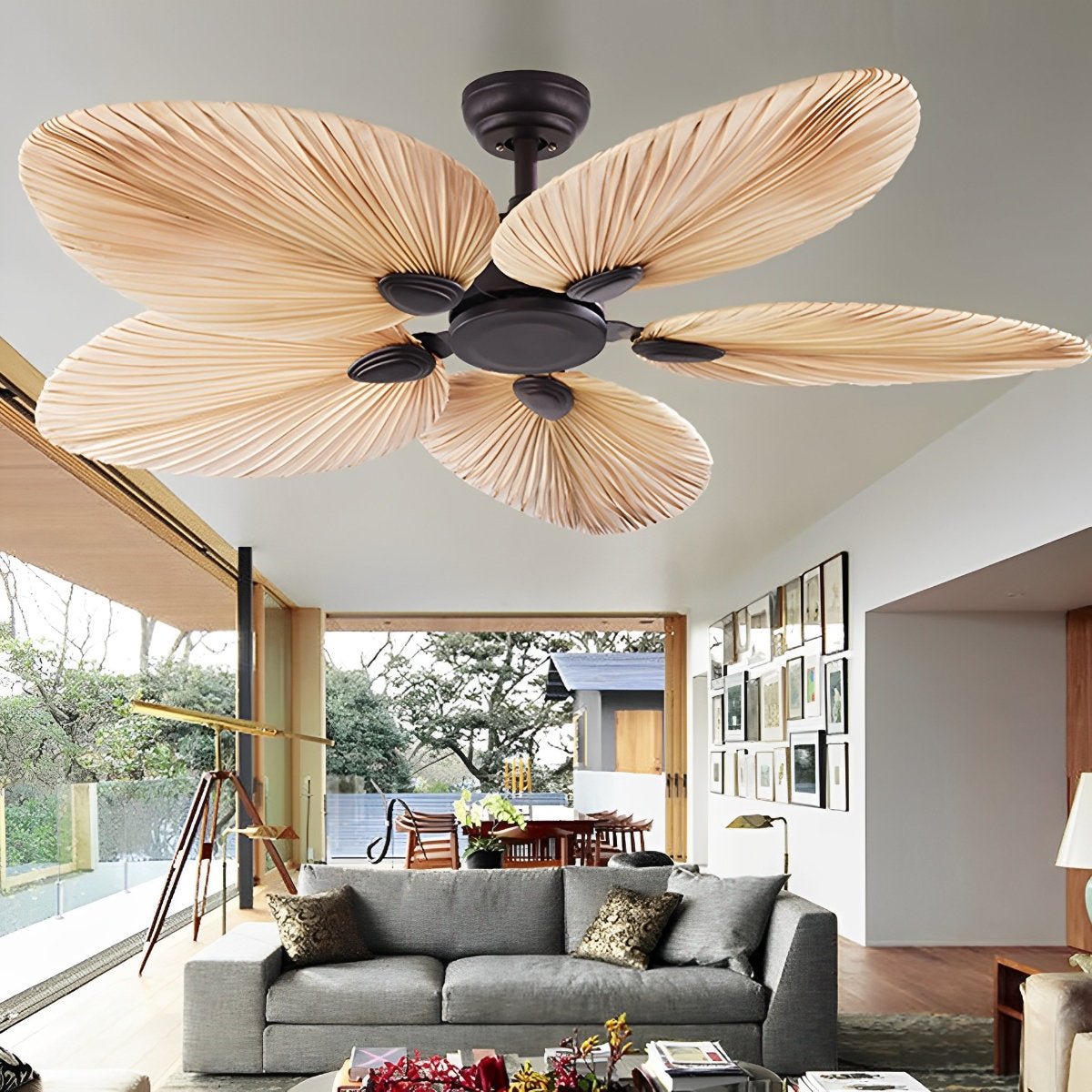 Ventilateur de plafond à feuilles de palmier tropical