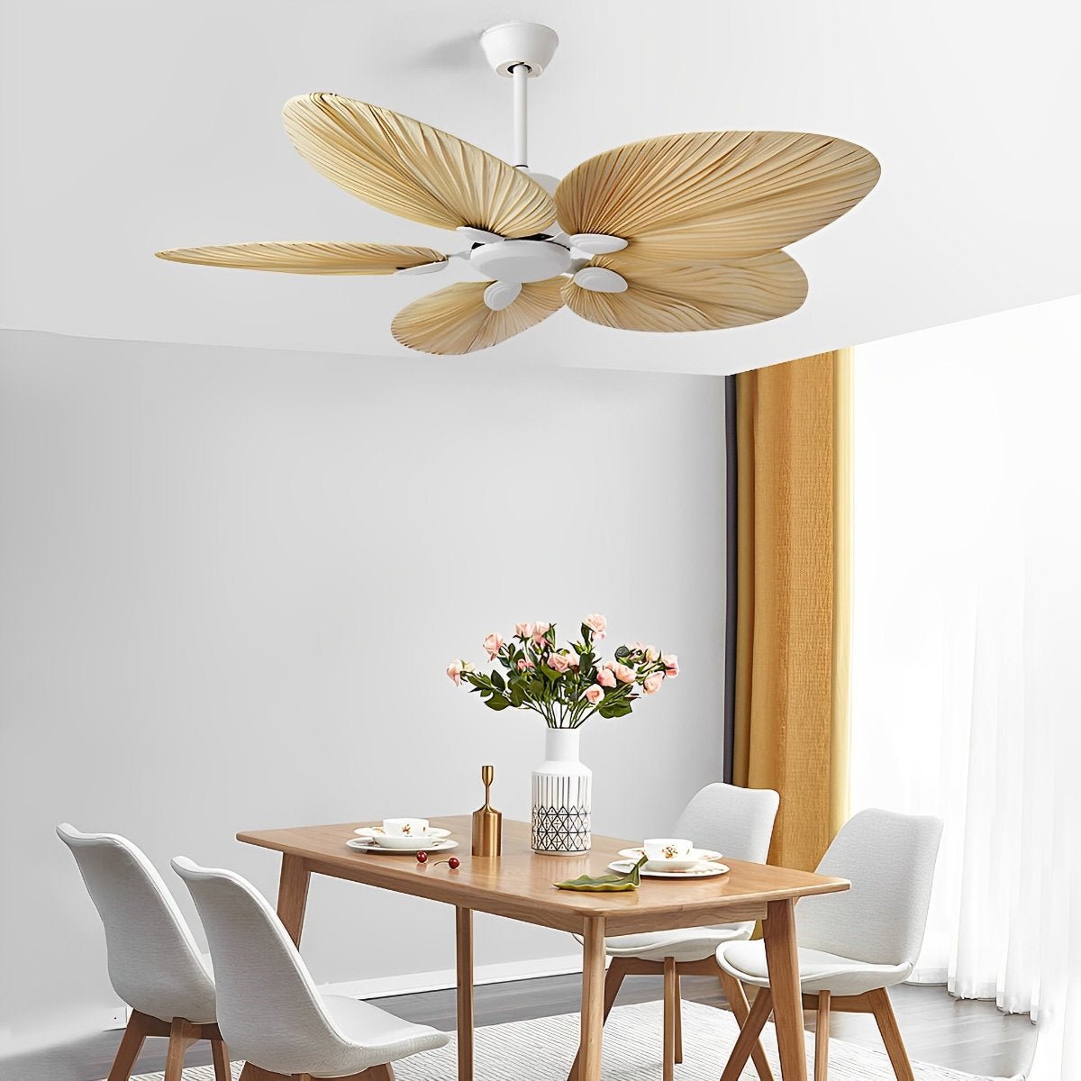 Ventilateur de plafond à feuilles de palmier tropical