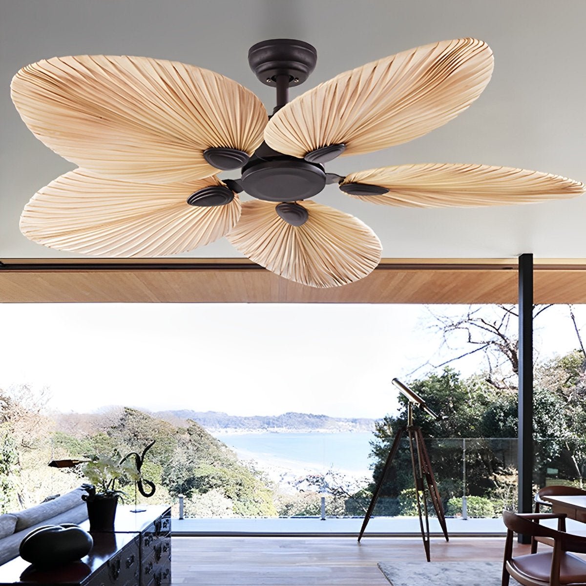 Ventilateur de plafond à feuilles de palmier tropical