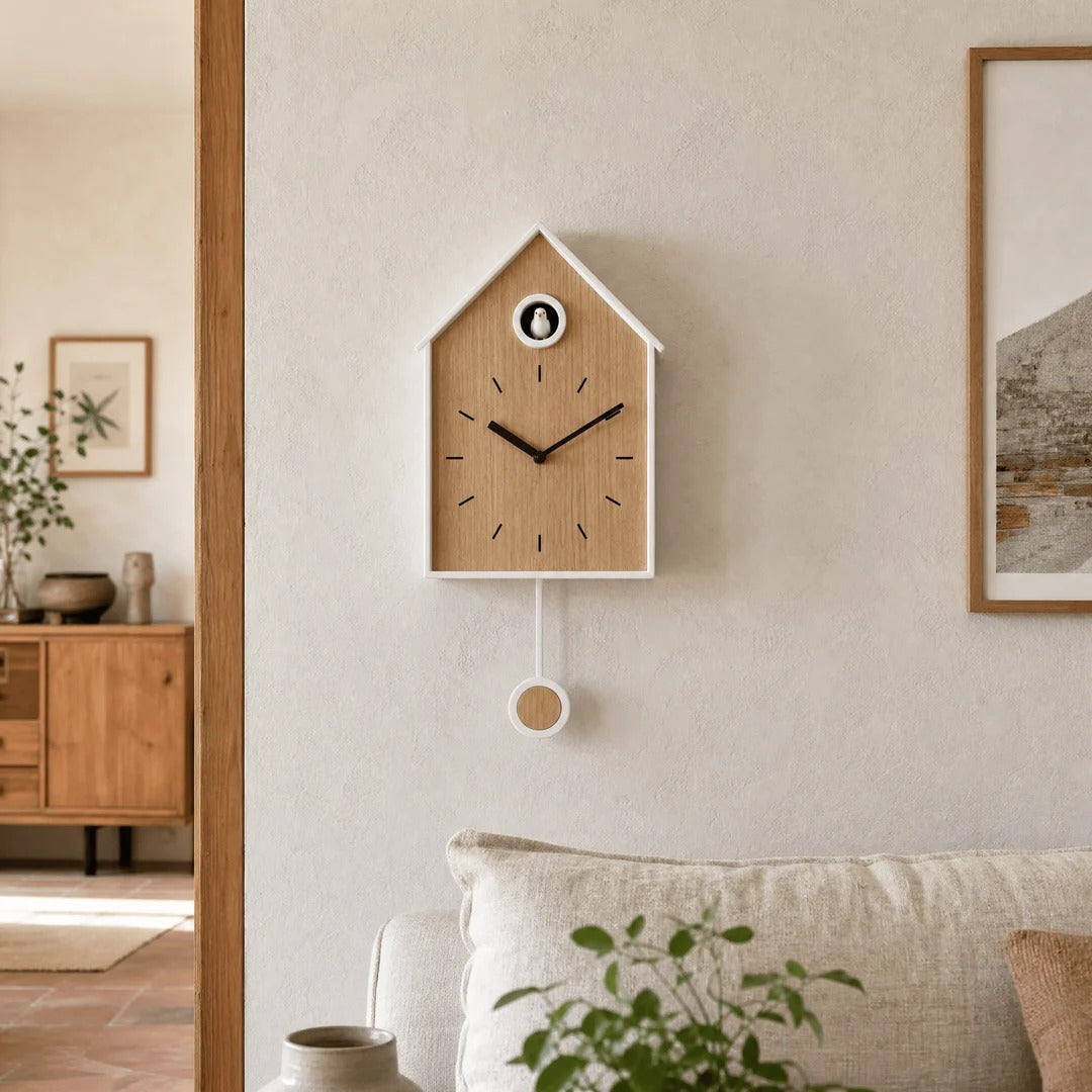 Horloge coucou à pendule en MDF scandinave Elvaro