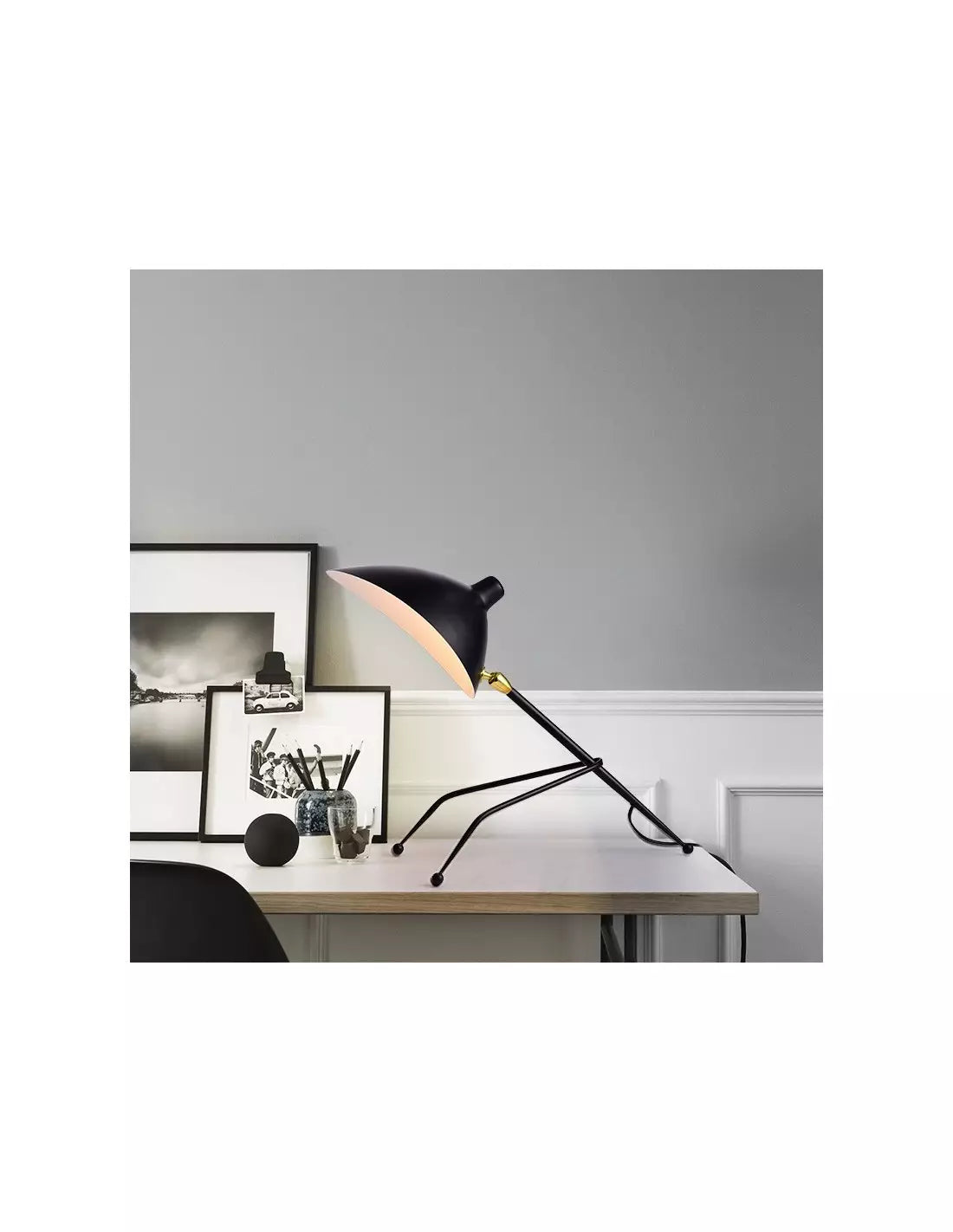 Lampe de table trépied en métal moderne