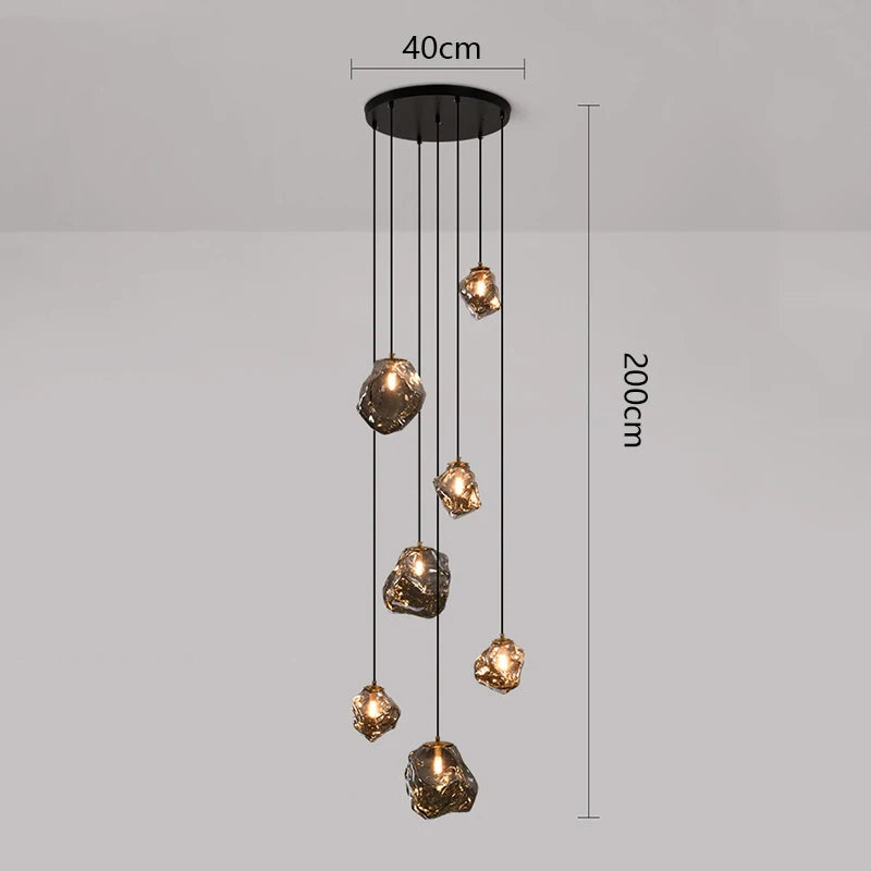 Lustre moderne à LED pour escalier