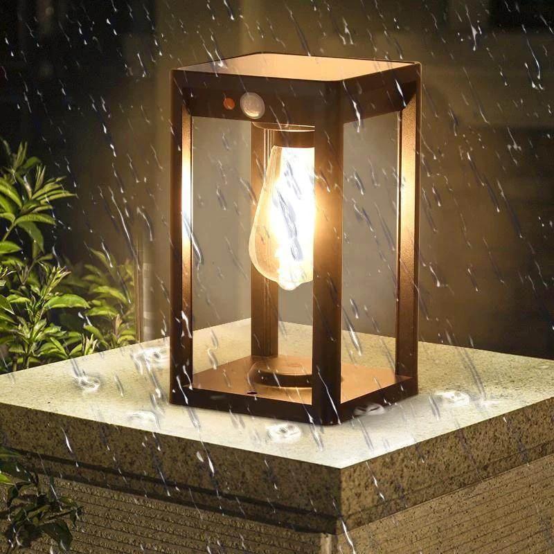 Lampe de colonne extérieure solaire à LED avec détecteur de mouvement