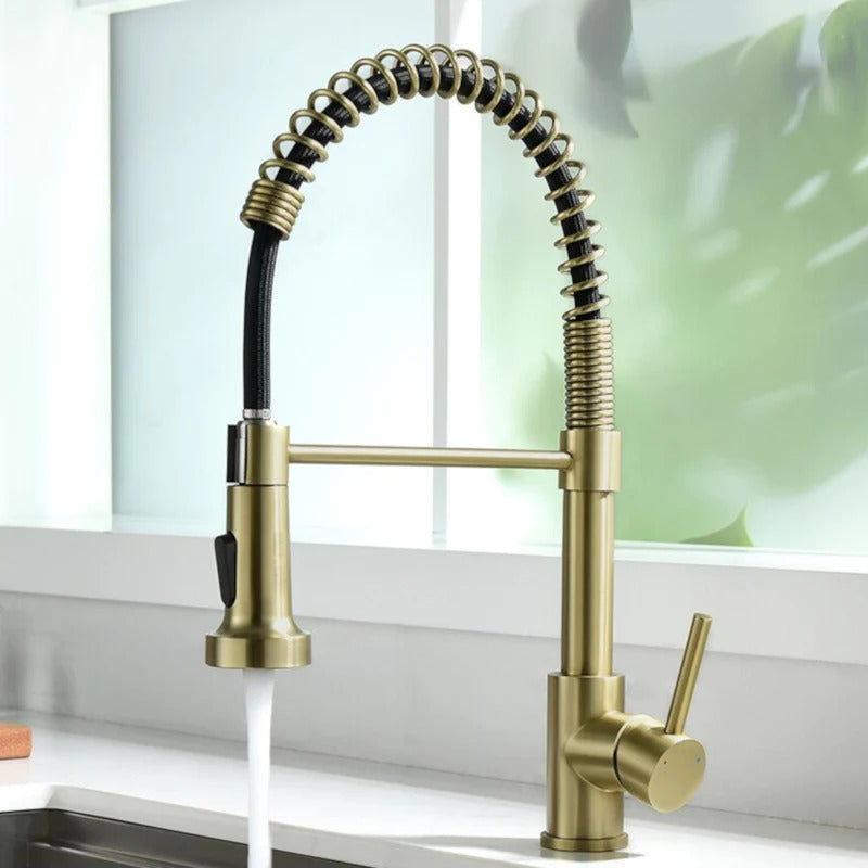 Robinet de cuisine moderne avec pulvérisateur à ressort escamotable