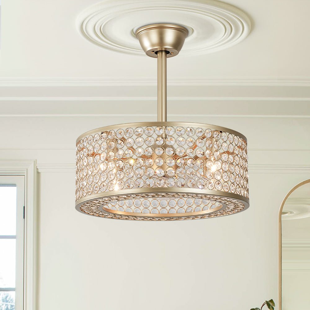 Ventilateur de plafond moderne avec lumière en cristal