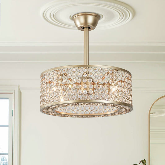 Ventilateur de plafond moderne avec lumière en cristal