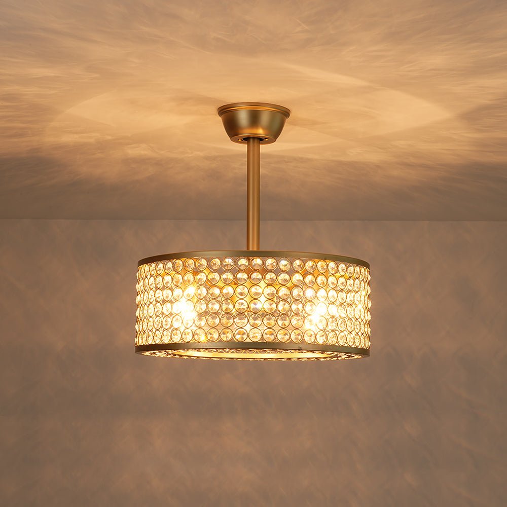 Ventilateur de plafond moderne avec lumière en cristal