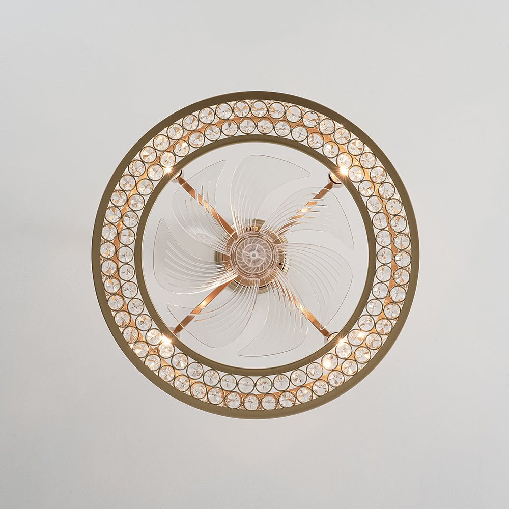 Ventilateur de plafond moderne avec lumière en cristal