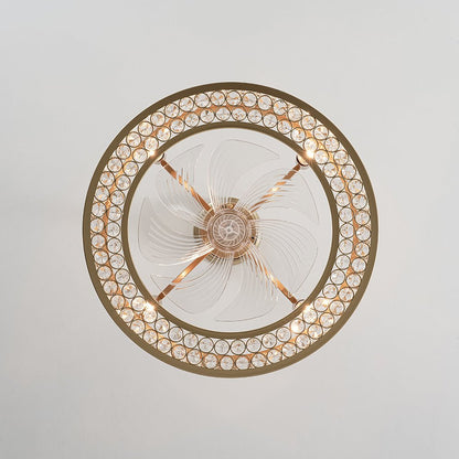 Ventilateur de plafond moderne avec lumière en cristal