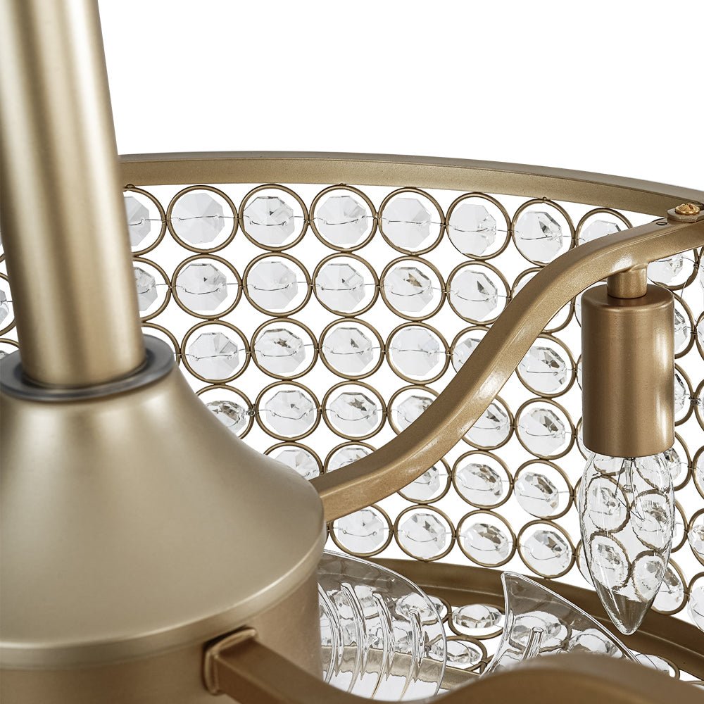 Ventilateur de plafond moderne avec lumière en cristal