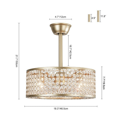 Ventilateur de plafond moderne avec lumière en cristal
