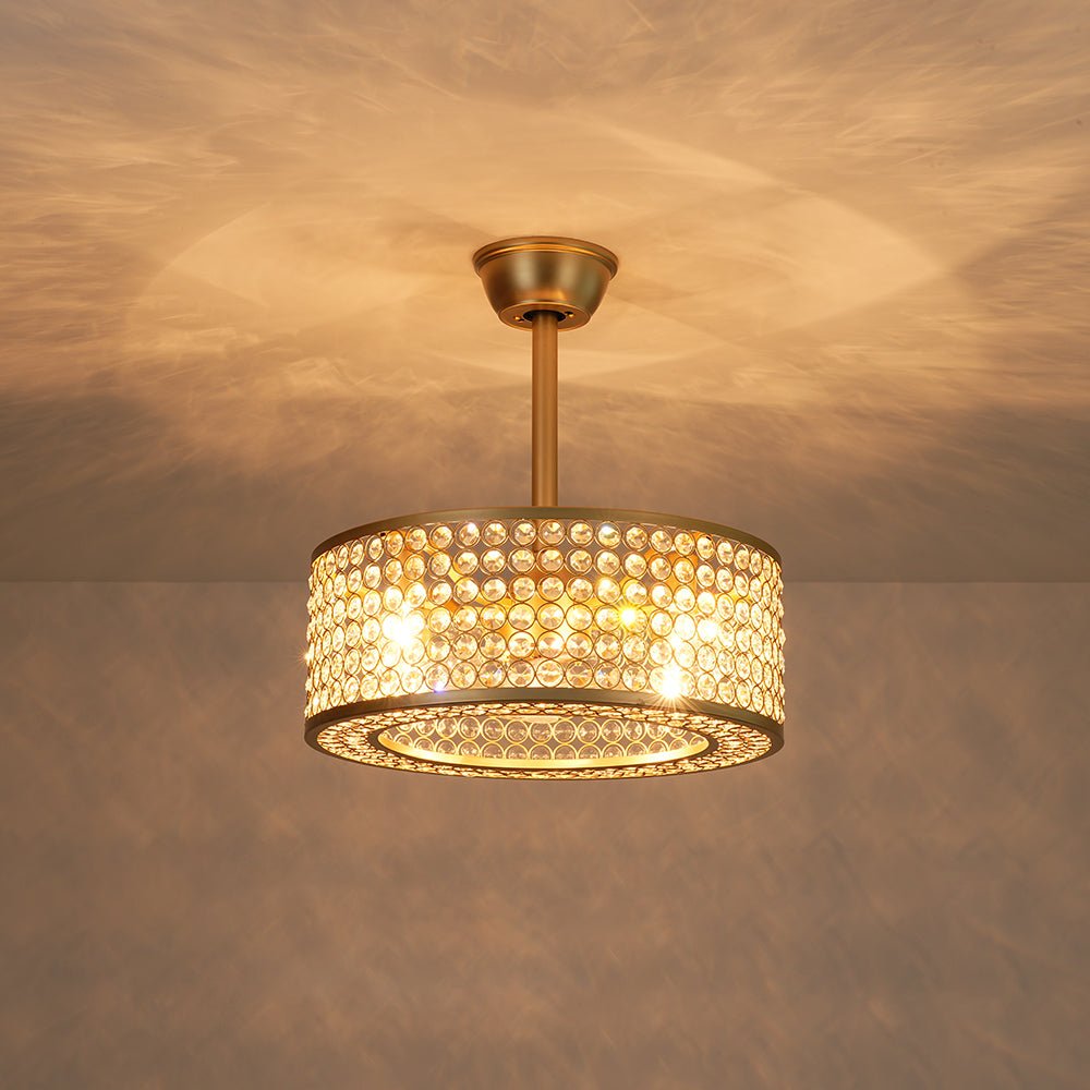 Ventilateur de plafond moderne avec lumière en cristal