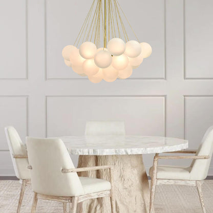 Lustre grappe de bulles en verre
