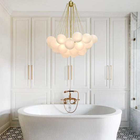 Lustre grappe de bulles en verre