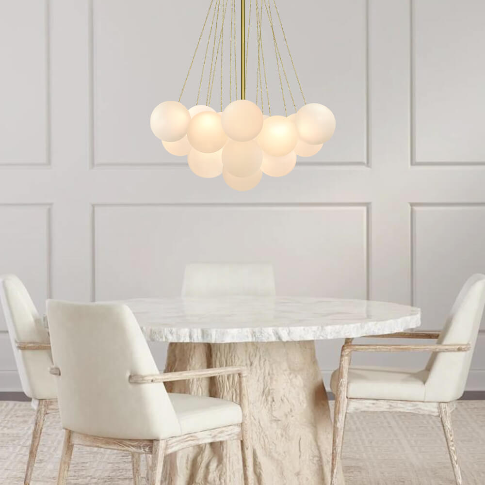 Lustre grappe de bulles en verre