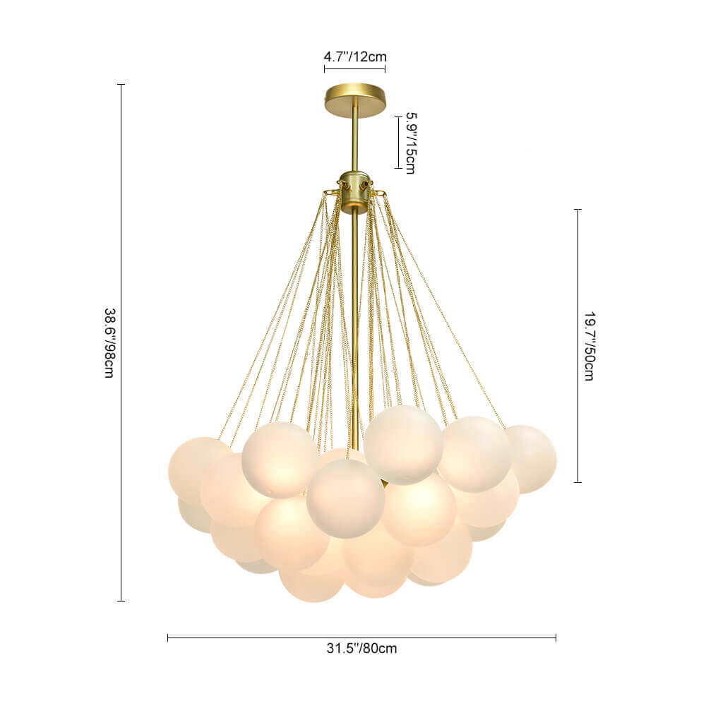 Lustre grappe de bulles en verre