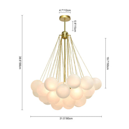 Lustre grappe de bulles en verre