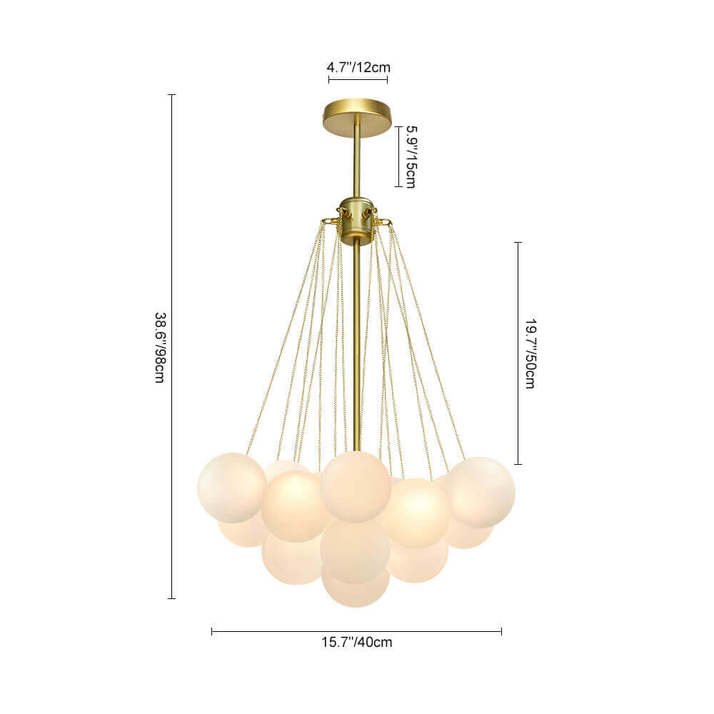 Lustre grappe de bulles en verre