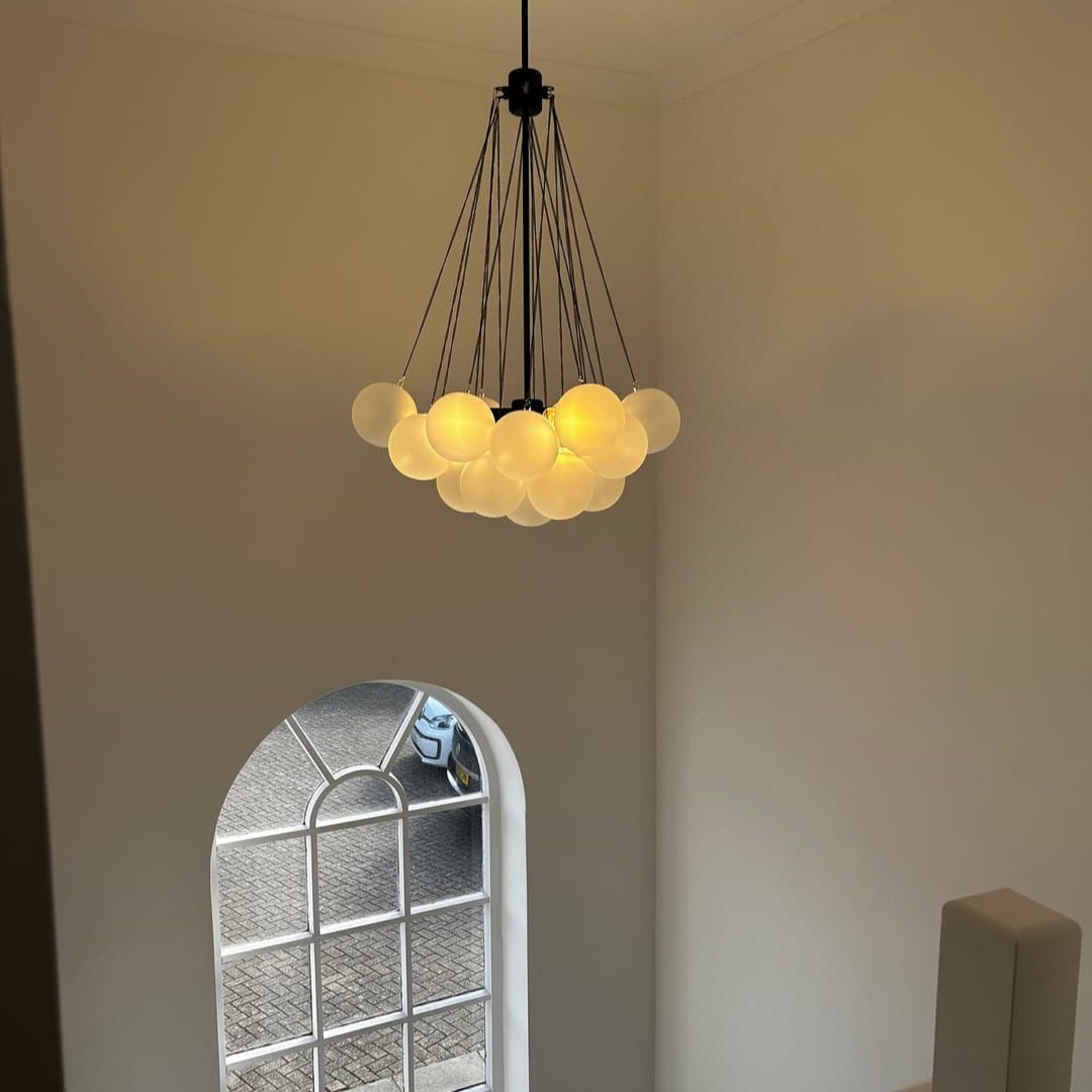 Lustre grappe de bulles en verre