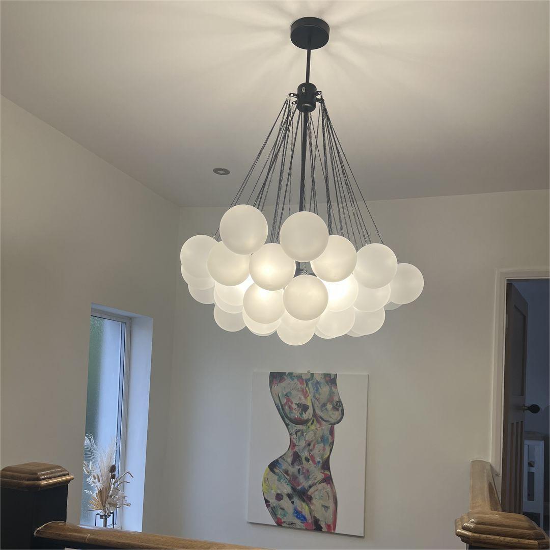 Lustre grappe de bulles en verre