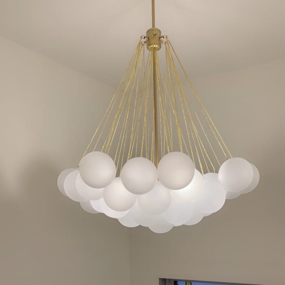 Lustre grappe de bulles en verre
