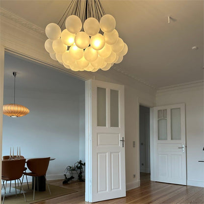 Lustre grappe de bulles en verre