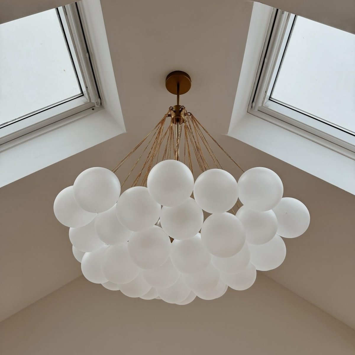 Lustre grappe de bulles en verre