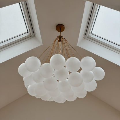 Lustre grappe de bulles en verre