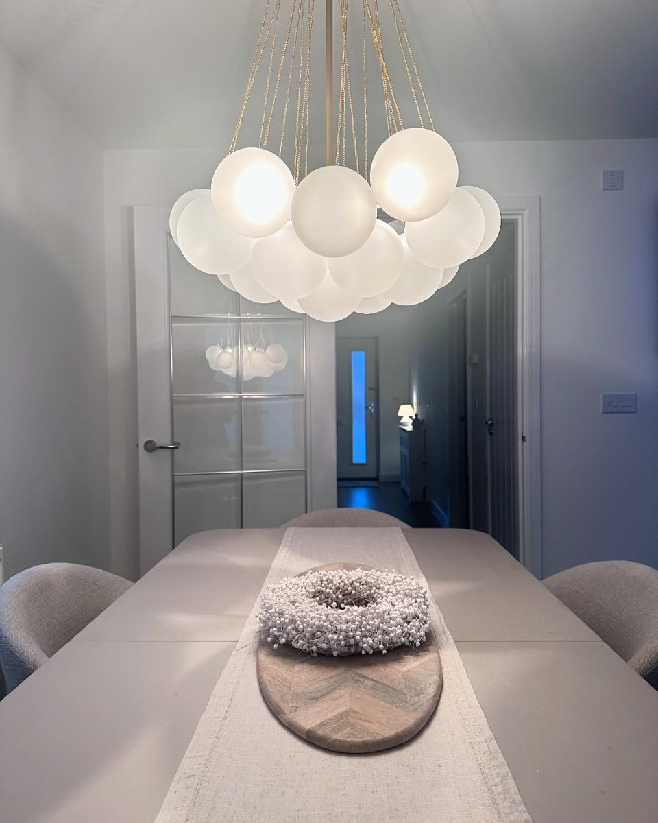 Lustre grappe de bulles en verre